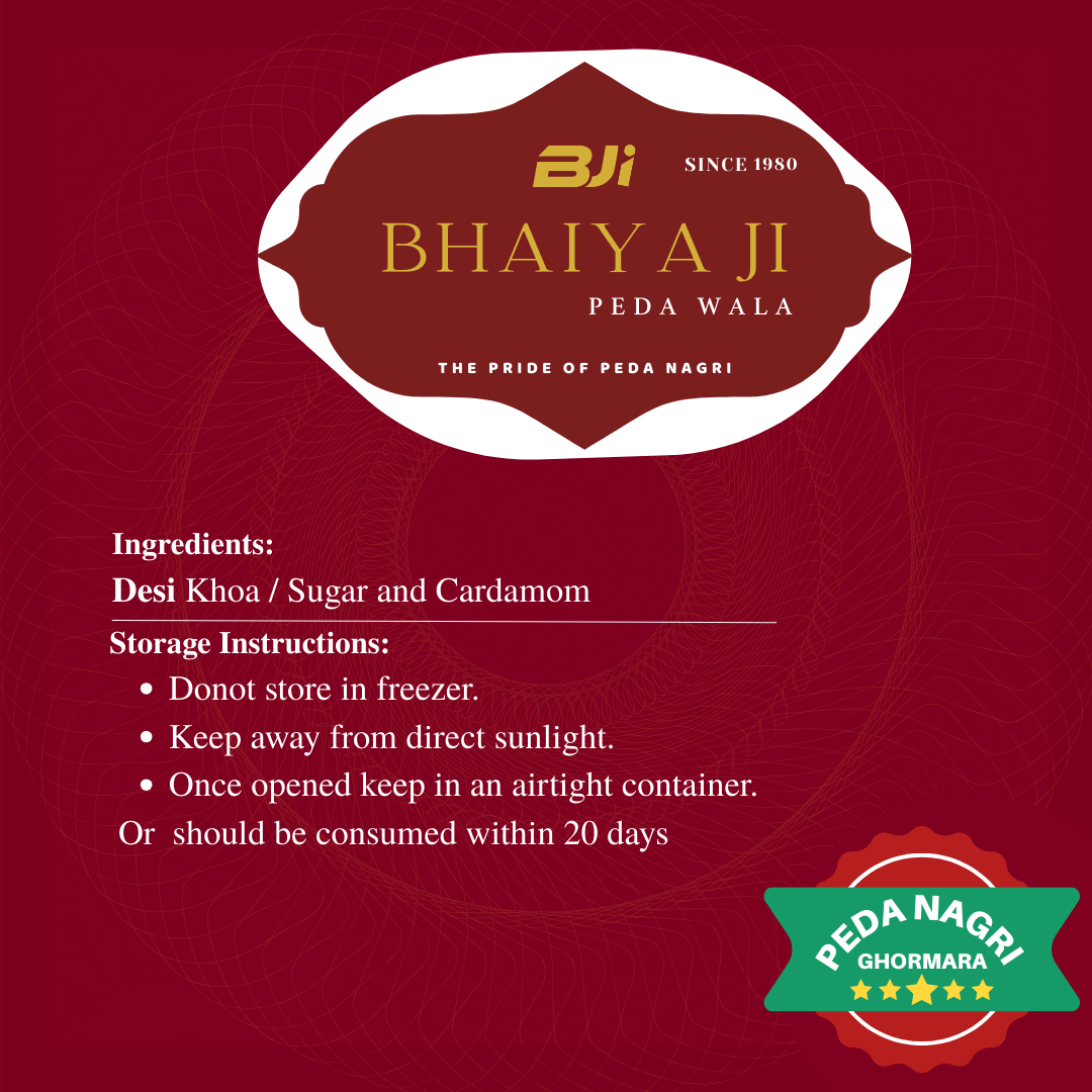 Ingredients using 100% pure desi khoa,cardamom & sugar