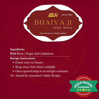 Ingredients using 100% pure desi khoa,cardamom & sugar