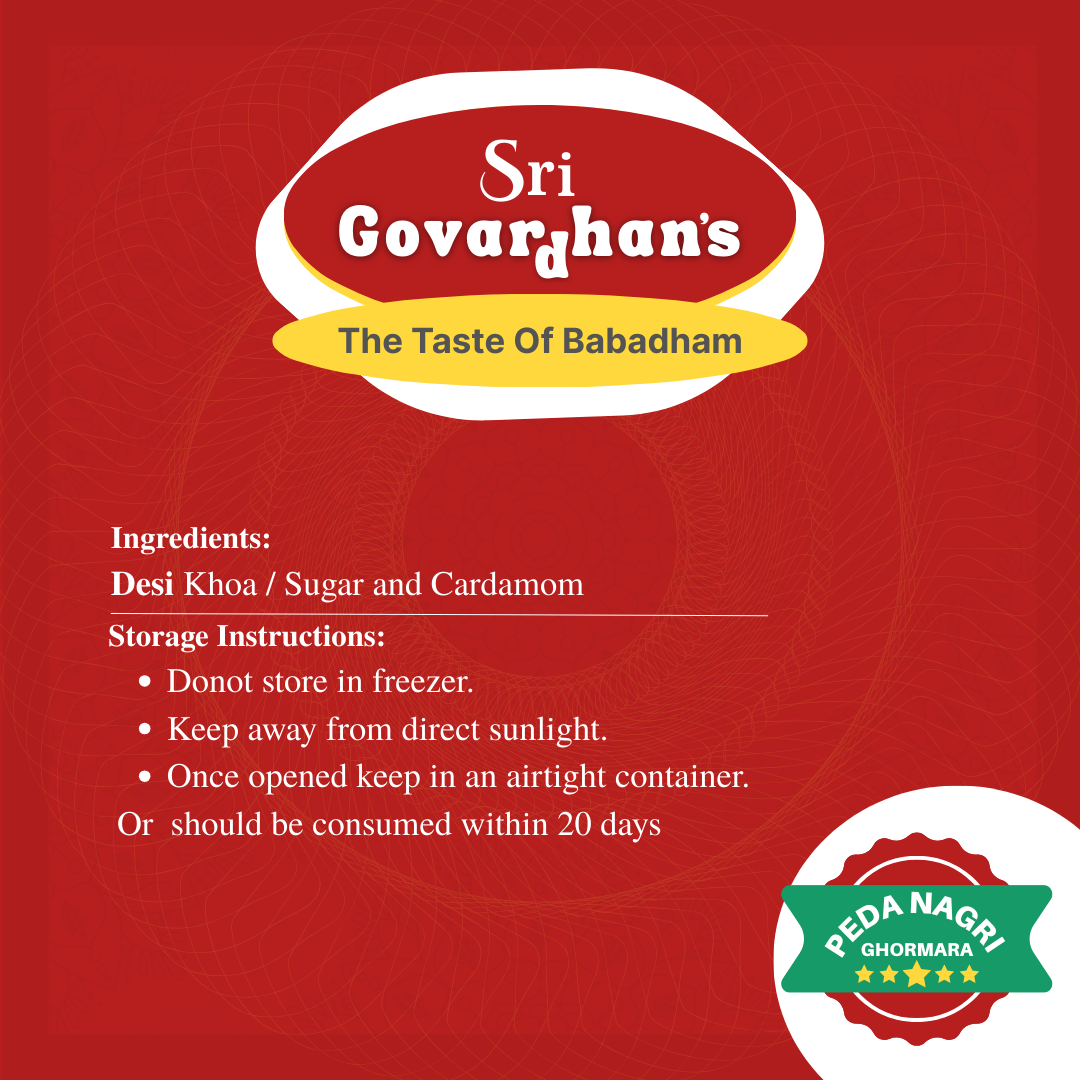 Babadham Prasad Peda From Sri Govardhan  500g