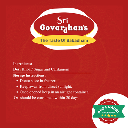 Babadham Prasad Peda From Sri Govardhan  500g